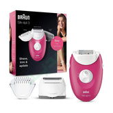 Braun Silk-épil 3 3-410 epilator raspberry pink - Corded epilator with 3 extras - MazenOnline